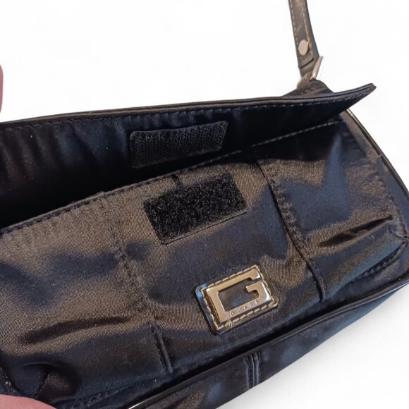 GUESS Vintage Y2K Mini Baguette Black Satin Vegan Patent Leather - Picture 11 of 14
